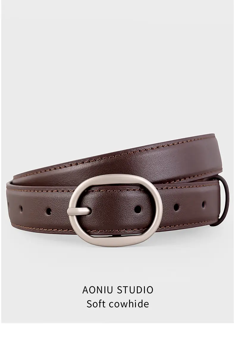2024 New Women's Black Leather Belt with Pin Buckle — feature 13