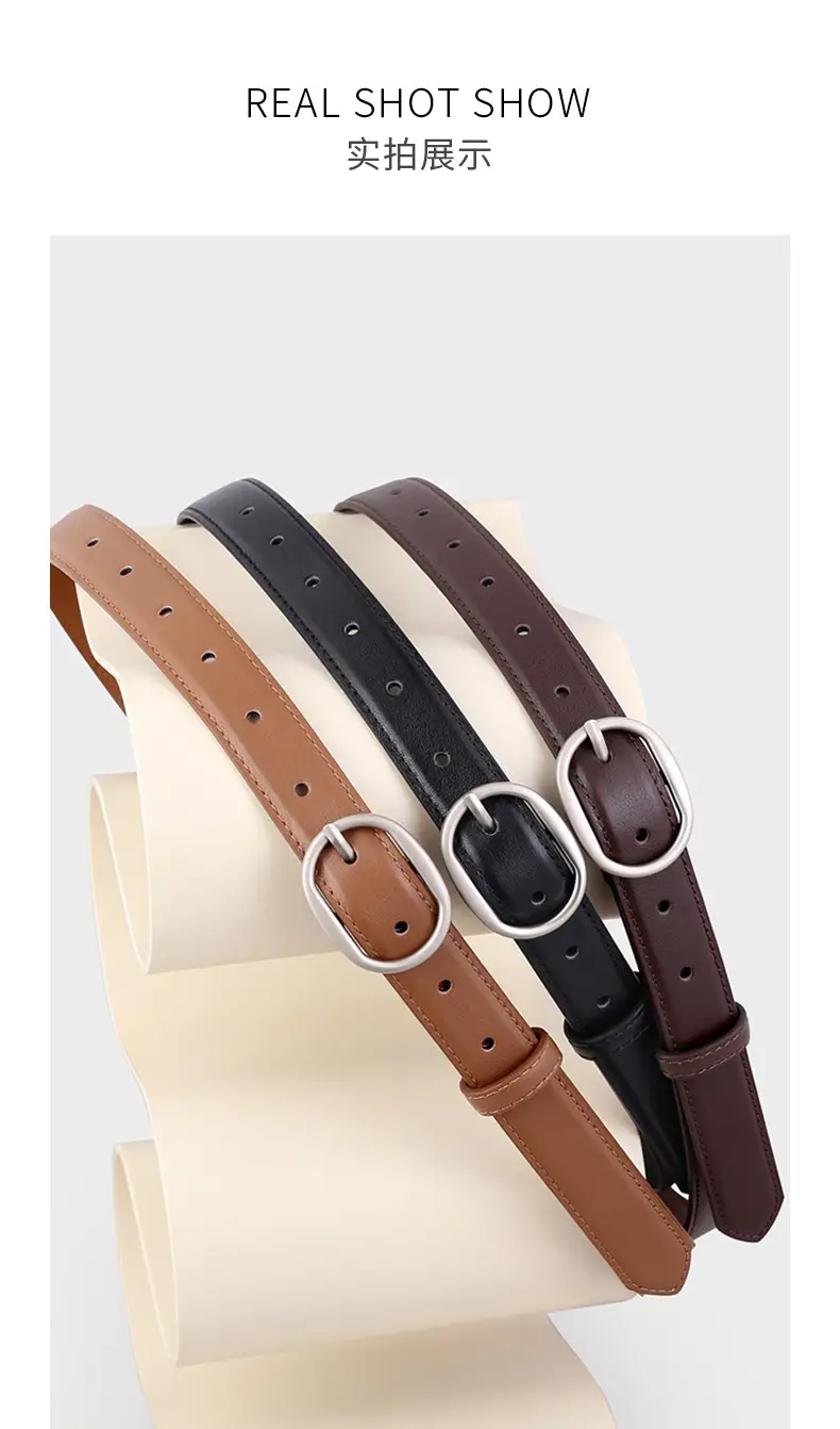 2024 New Women's Black Leather Belt with Pin Buckle — feature 14