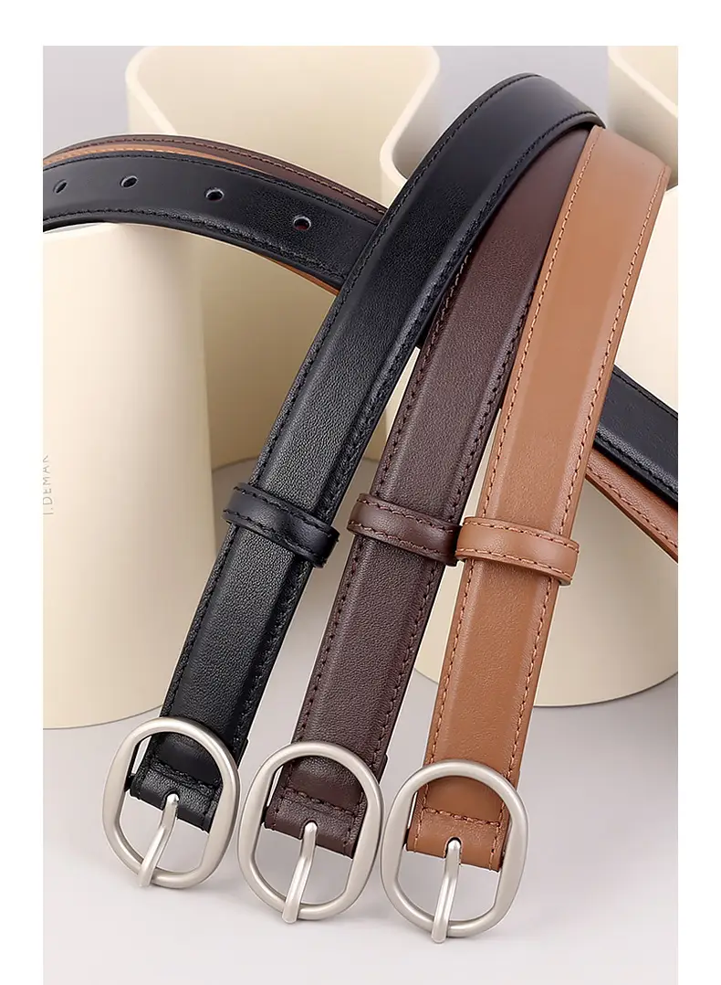 2024 New Women's Black Leather Belt with Pin Buckle — feature 15