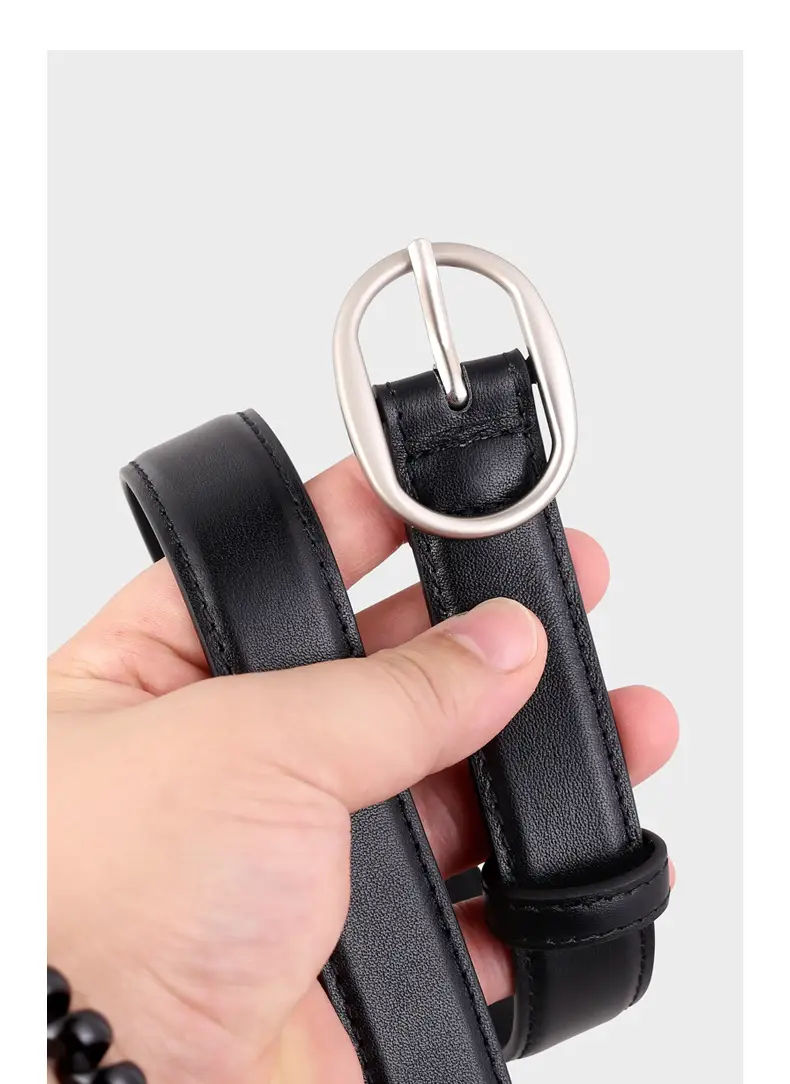 2024 New Women's Black Leather Belt with Pin Buckle — feature 16