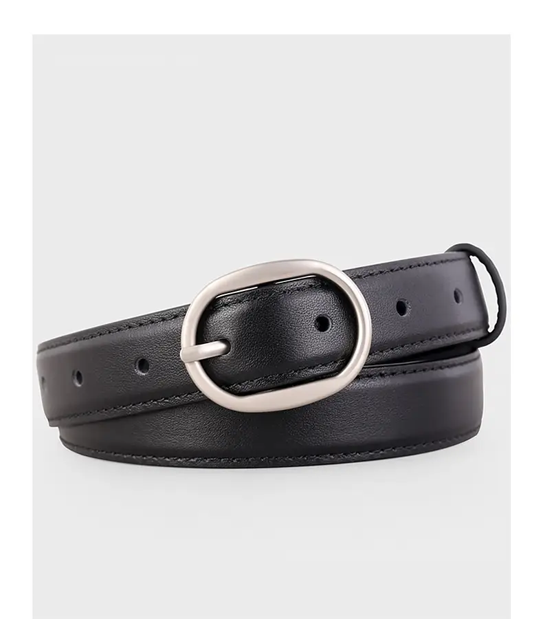 2024 New Women's Black Leather Belt with Pin Buckle — feature 17