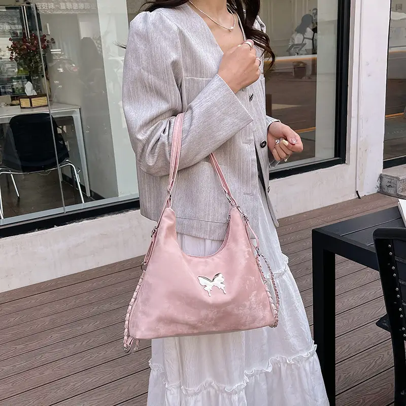 Pink Butterfly Shoulder Crossbody Bag for Women - Image 7