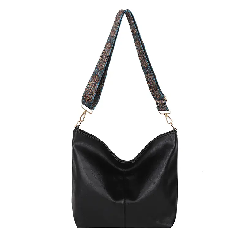 Large Capacity Vintage Wide Strap Shoulder Crossbody Bag - Image 9