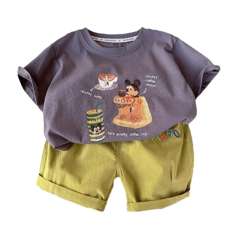 Boys Cartoon Print Short Sleeve Shorts Set - Image 5