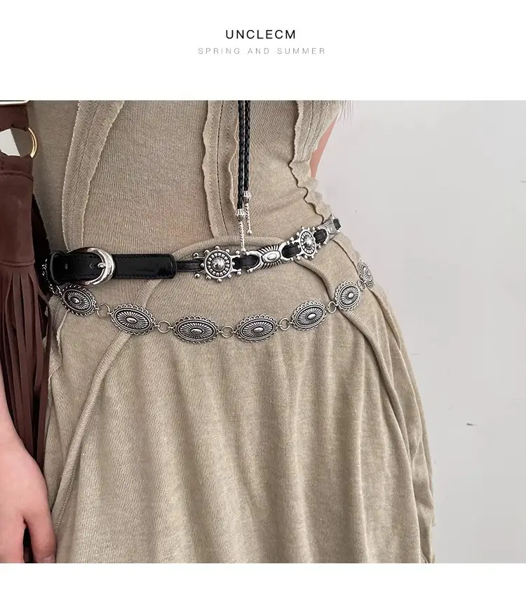 American Retro Belt Belt Bohemian Versatile Jeans Accessories High-End Niche Design Waist Chain Trend — feature 1