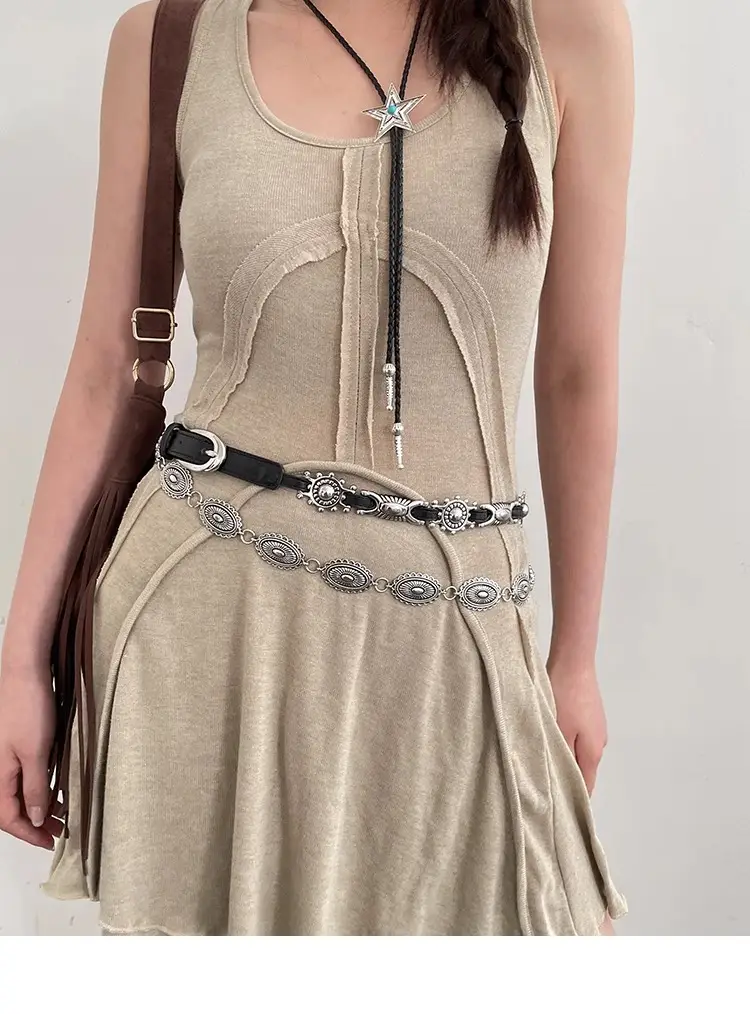 American Retro Belt Belt Bohemian Versatile Jeans Accessories High-End Niche Design Waist Chain Trend — feature 3