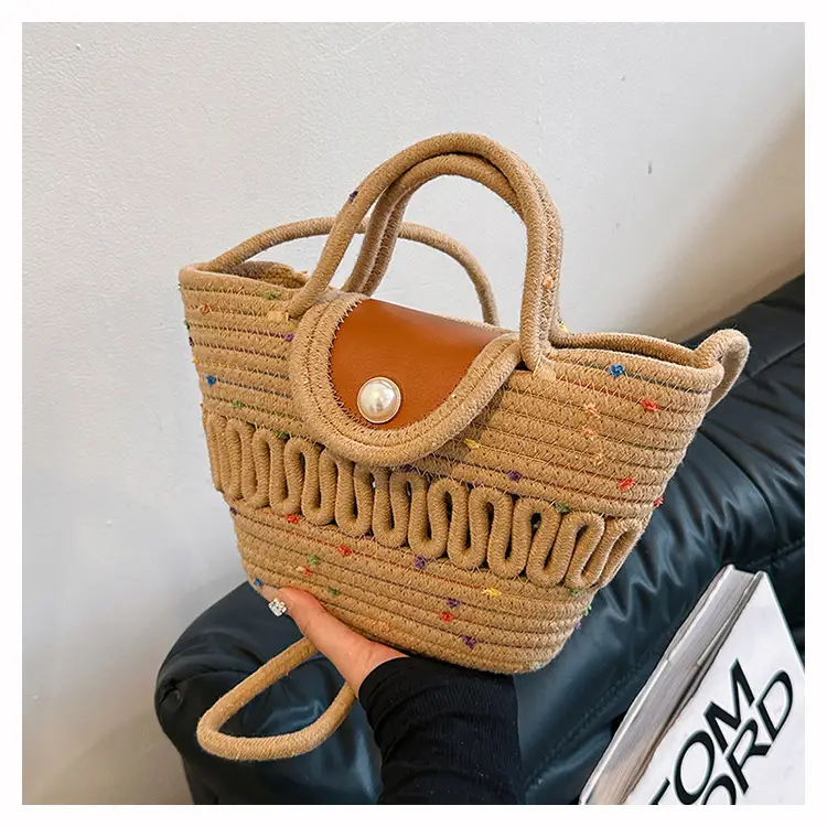 Western Style Hollow Woven Beach Bag with Lace Bow — feature 22