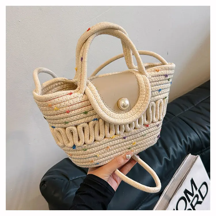 Western Style Hollow Woven Beach Bag with Lace Bow — feature 23