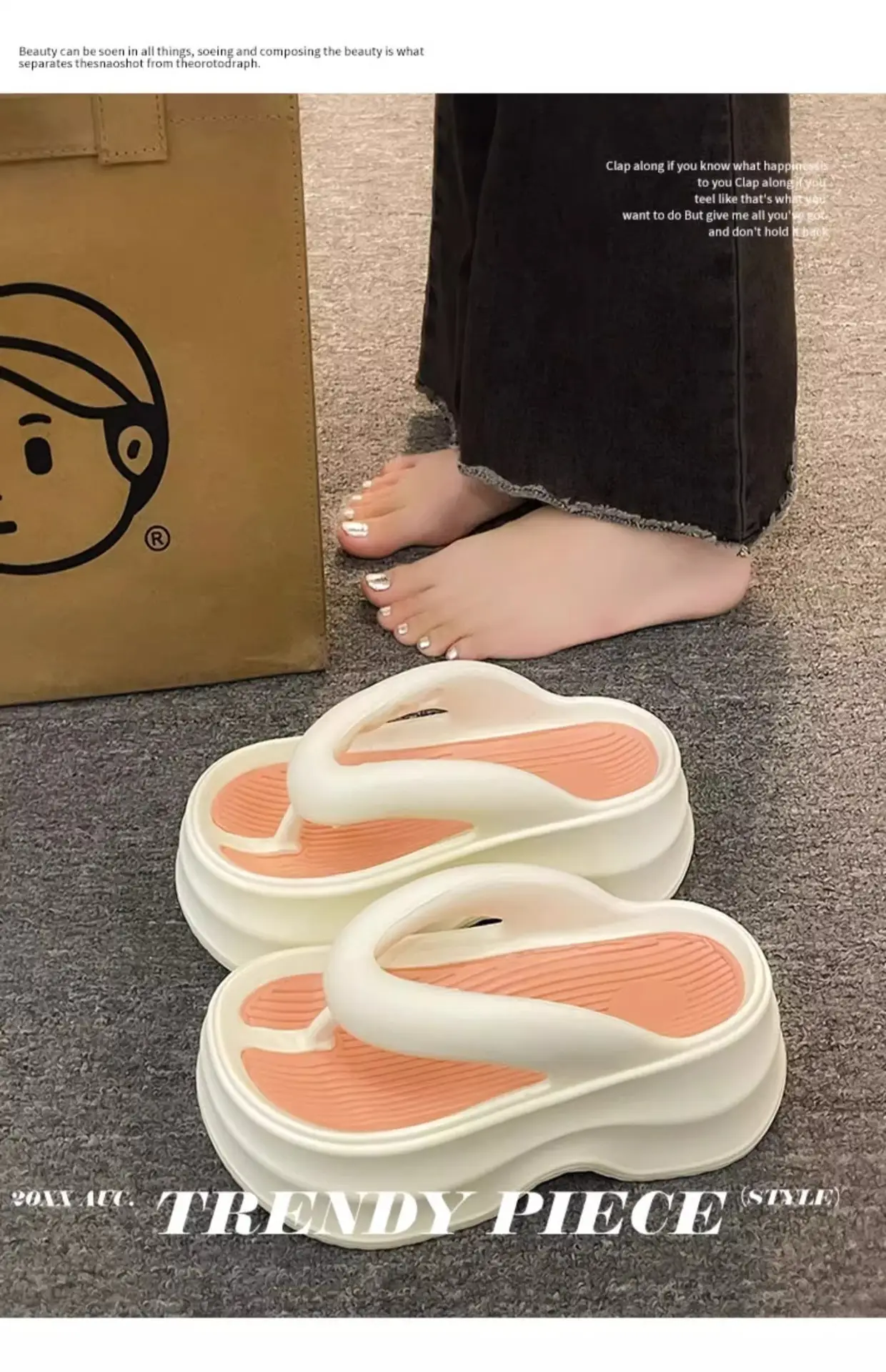 Black Thick Bottom Flip-Flops Women 2024 Summer — feature 1