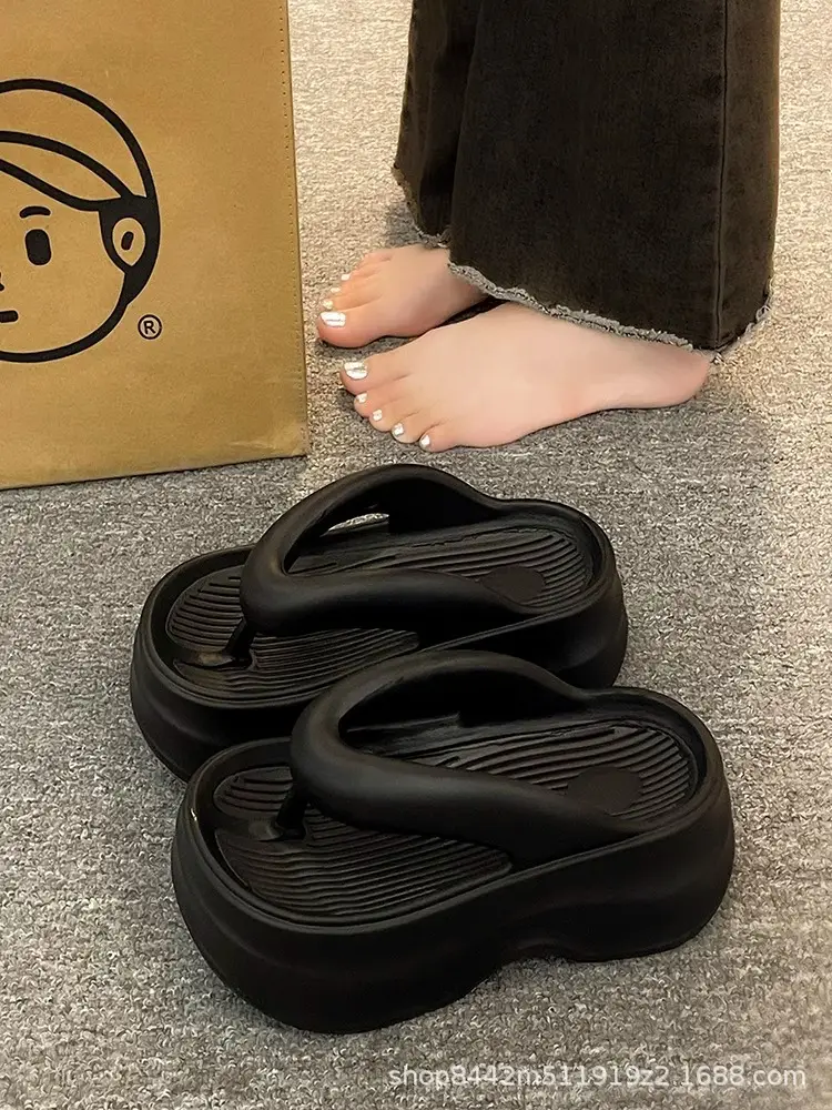 Black Thick Bottom Flip-Flops Women 2024 Summer — feature 17