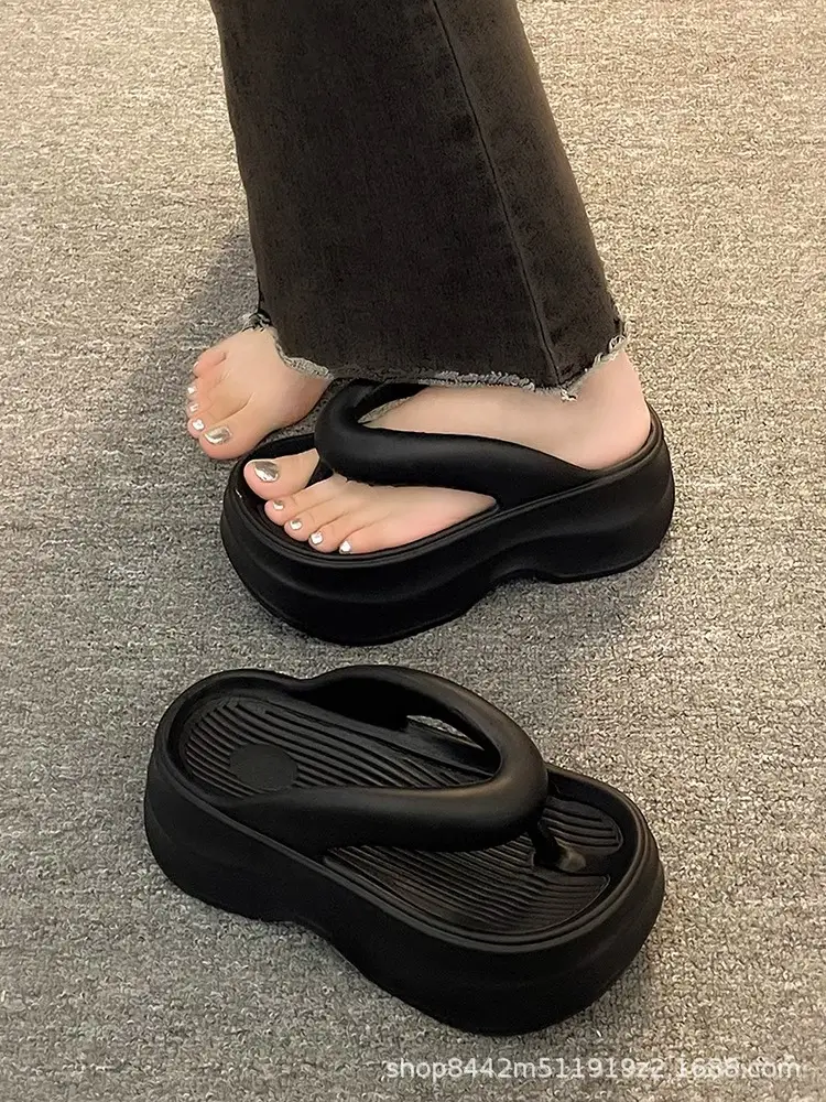 Black Thick Bottom Flip-Flops Women 2024 Summer — feature 21
