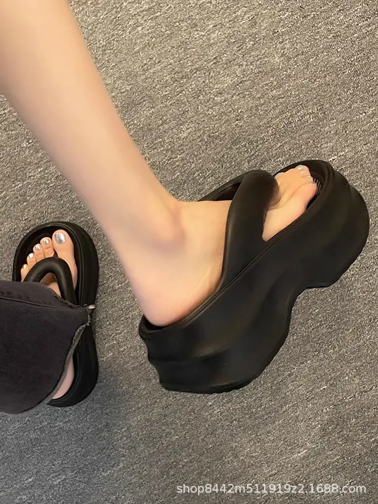 Black Thick Bottom Flip-Flops Women 2024 Summer — feature 22