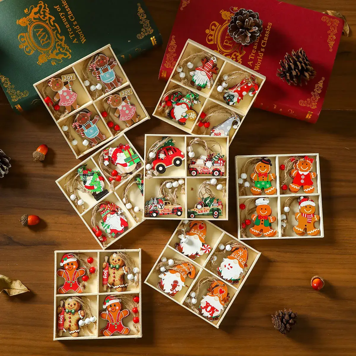 New Christmas Tree Decorative Wooden Boxed Painted Pendant - Image 11