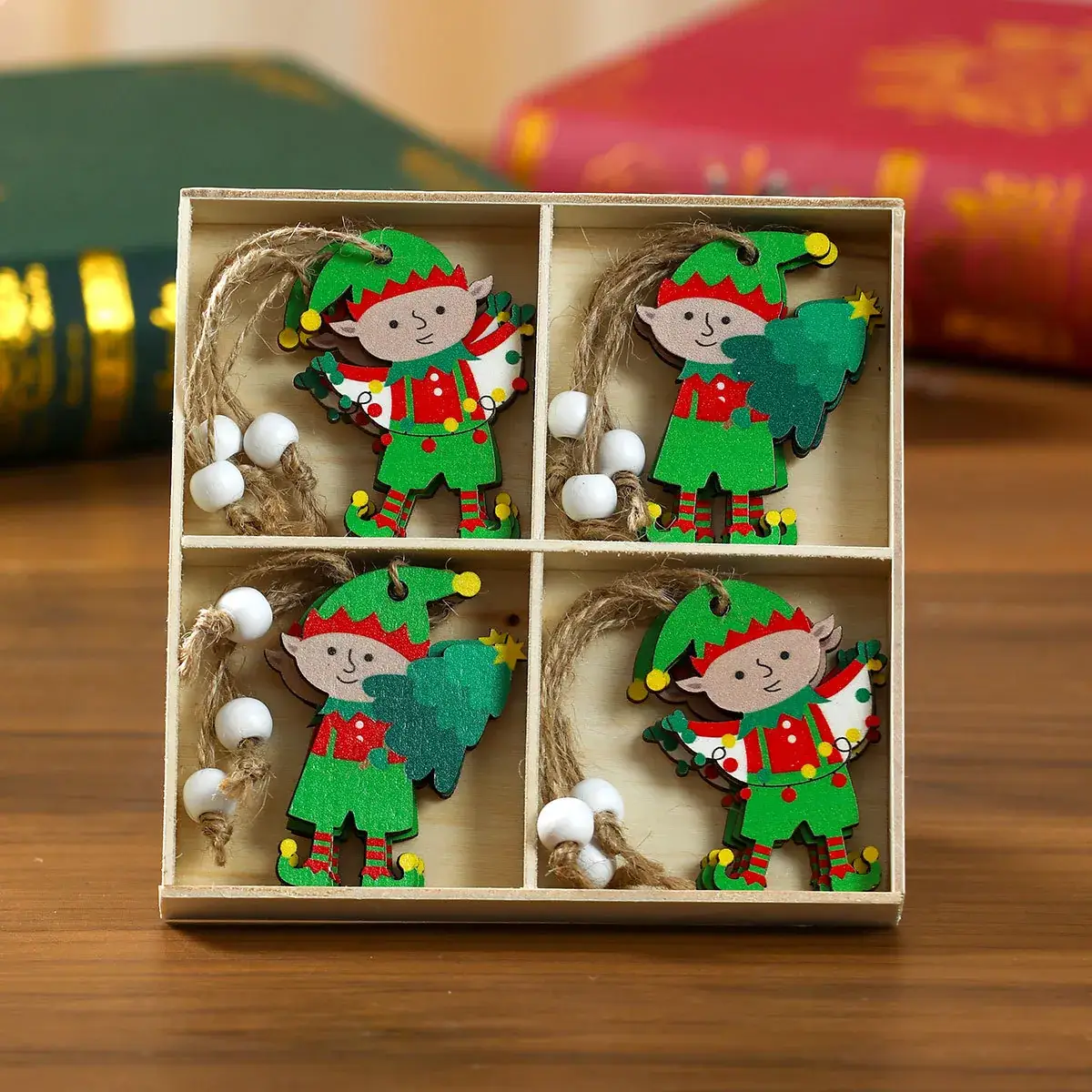 New Christmas Tree Decorative Wooden Boxed Painted Pendant - Image 8