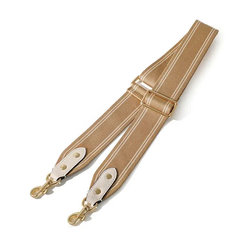 Tan Striped Canvas Shoulder Bag Strap Adjustable Crossbody - Image 5