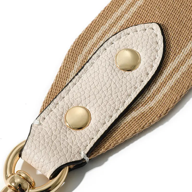 Tan Striped Canvas Shoulder Bag Strap Adjustable Crossbody - Image 7