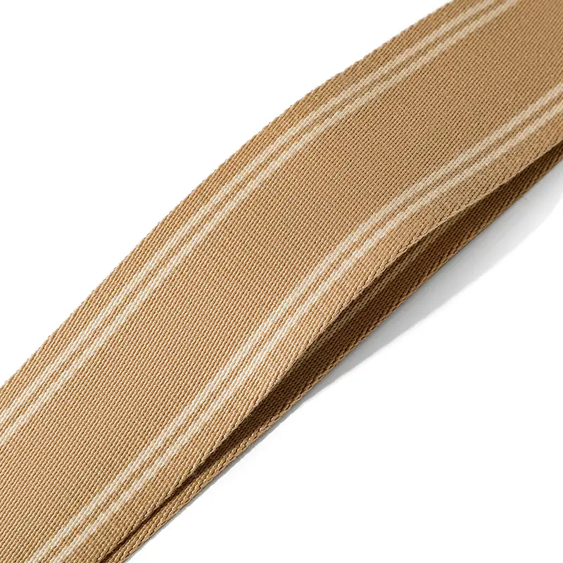 Tan Striped Canvas Shoulder Bag Strap Adjustable Crossbody - Image 8