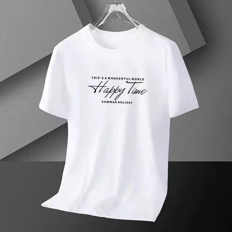 Men Grey Printed Ice Silk T-Shirt Slimming Short Sleeve - Image 11