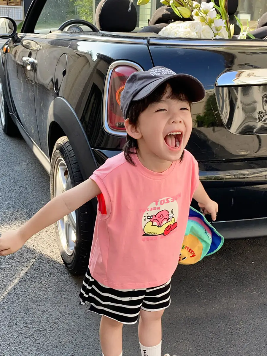 Cute Print Sleeveless T-Shirt for Kids Boys Girls Cotton Summer - Image 6