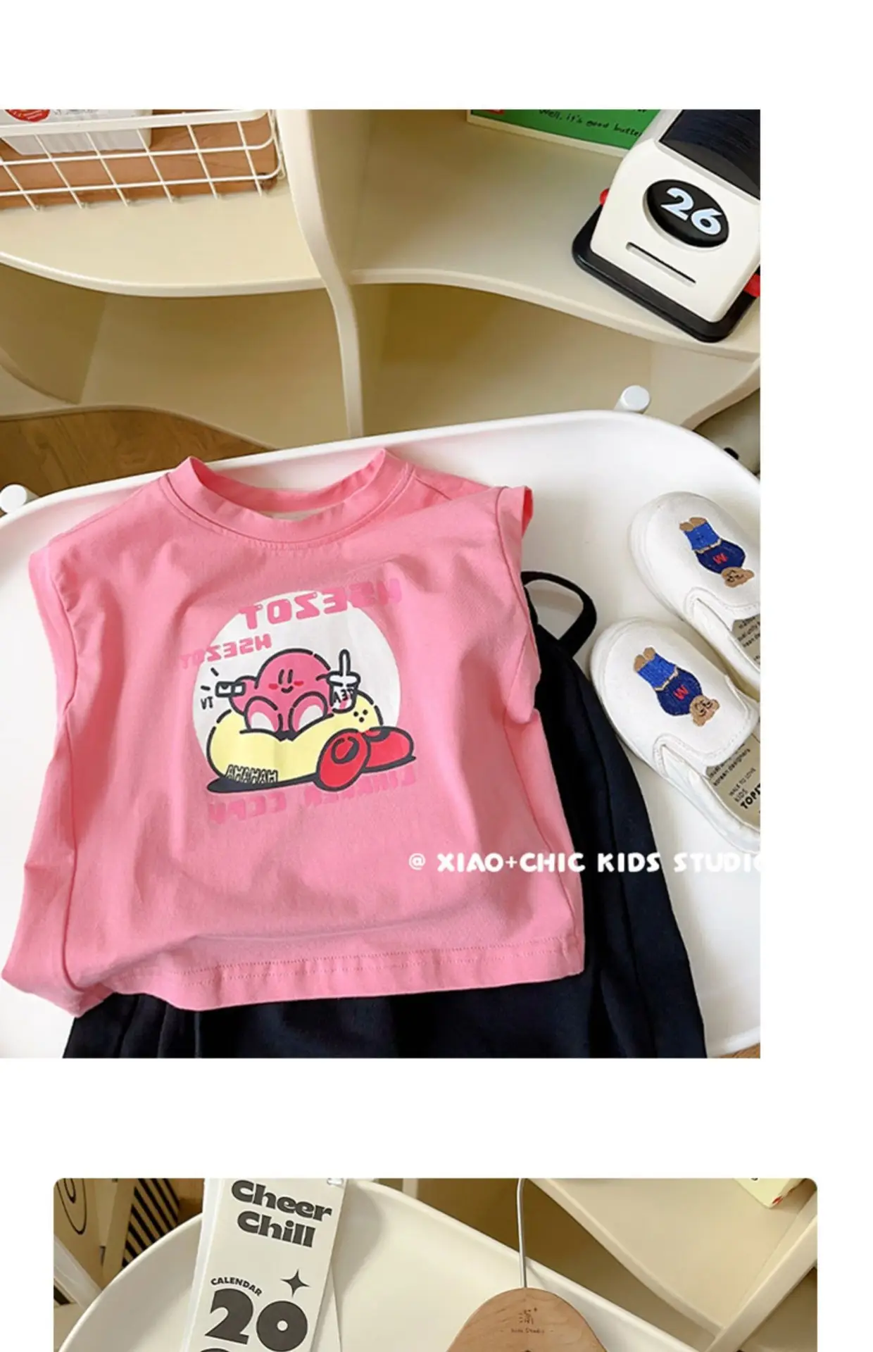 Cute Print Sleeveless T-Shirt for Kids Boys Girls Cotton Summer — feature 10