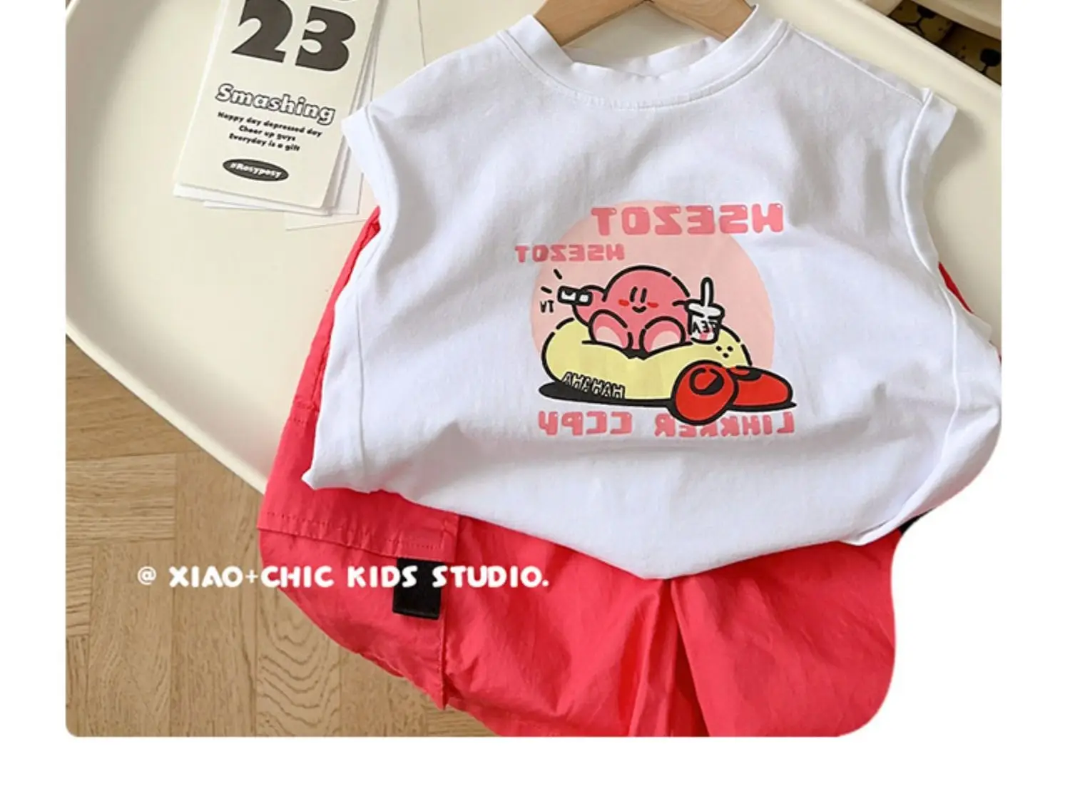 Cute Print Sleeveless T-Shirt for Kids Boys Girls Cotton Summer — feature 11