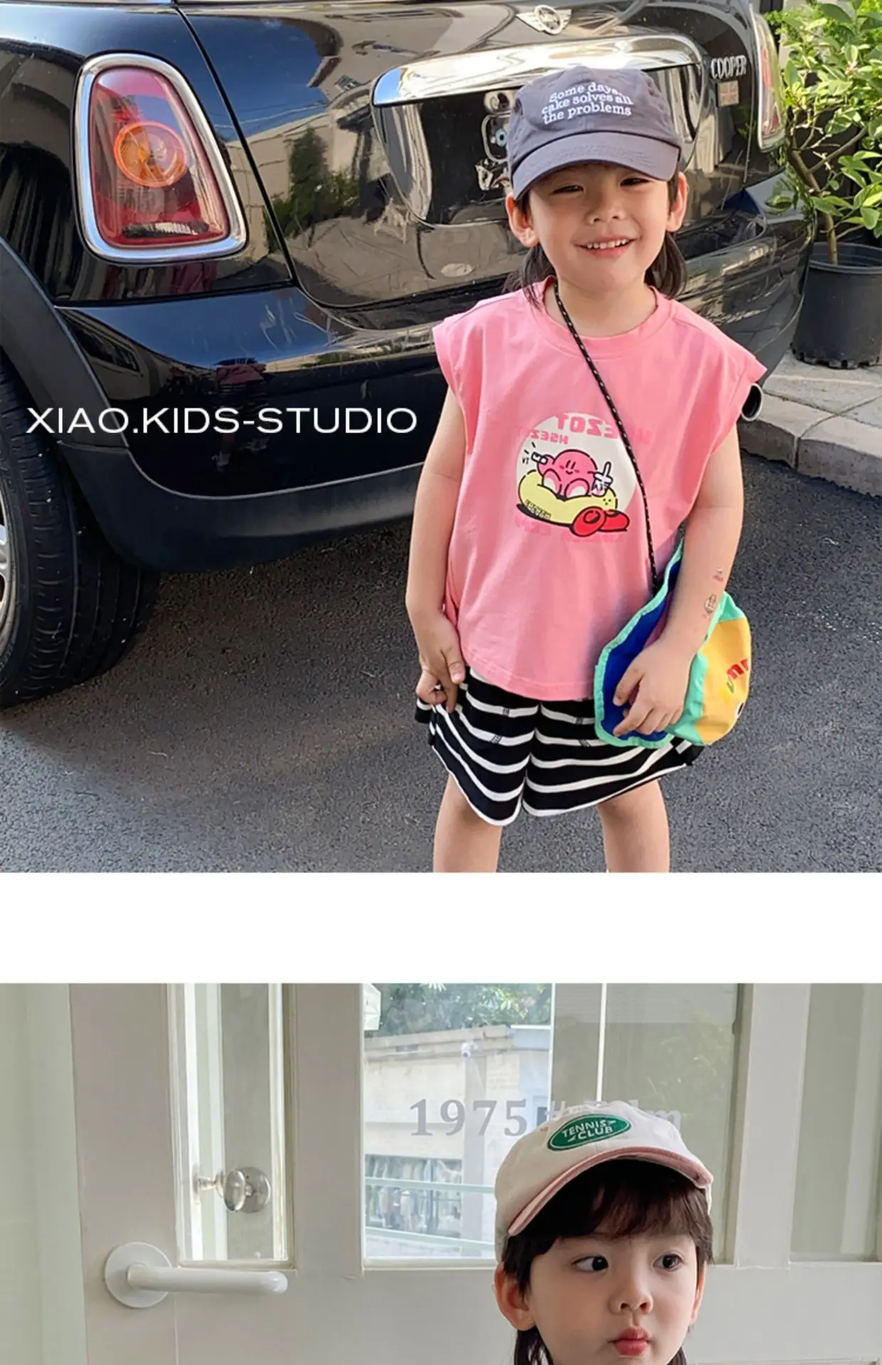 Cute Print Sleeveless T-Shirt for Kids Boys Girls Cotton Summer — feature 14