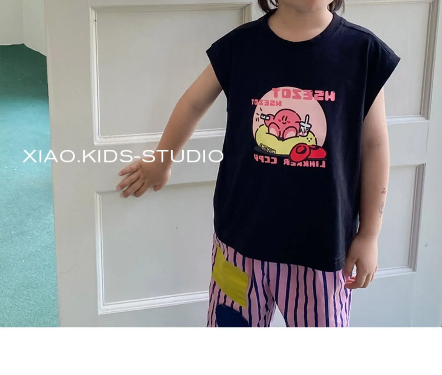 Cute Print Sleeveless T-Shirt for Kids Boys Girls Cotton Summer — feature 15
