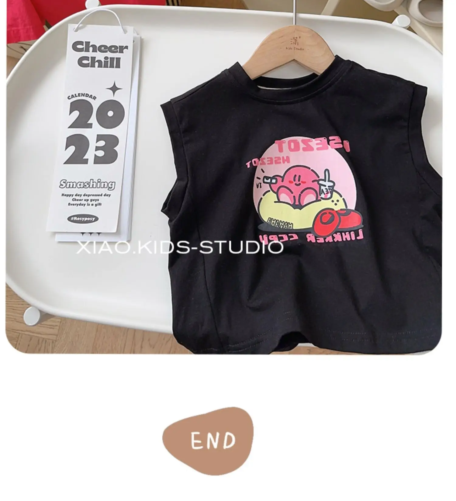 Cute Print Sleeveless T-Shirt for Kids Boys Girls Cotton Summer — feature 17