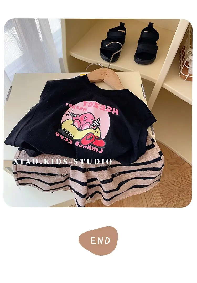Cute Print Sleeveless T-Shirt for Kids Boys Girls Cotton Summer — feature 18
