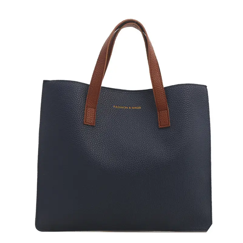 Black Leather Shoulder Bag with Brown Handles - Image 12