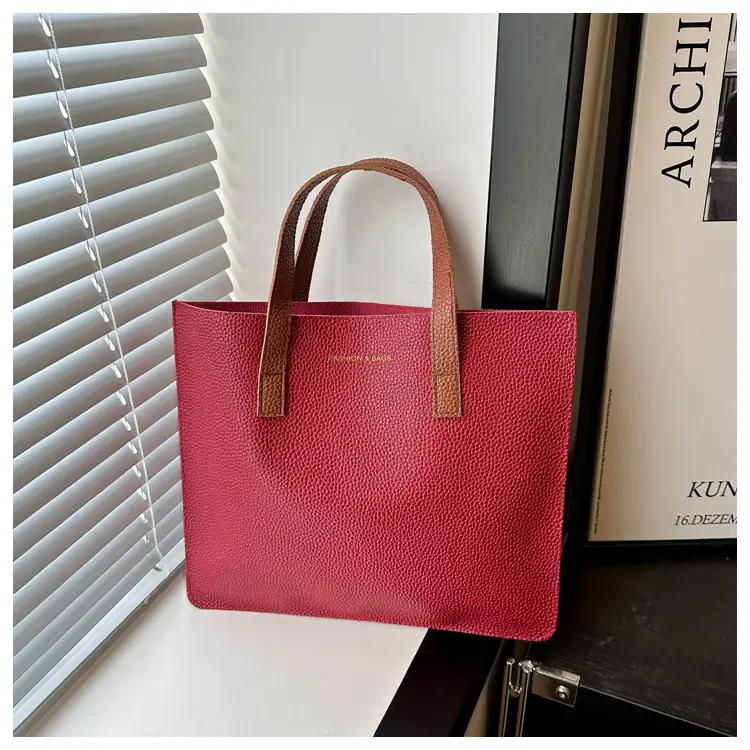 Black Leather Shoulder Bag with Brown Handles — feature 32