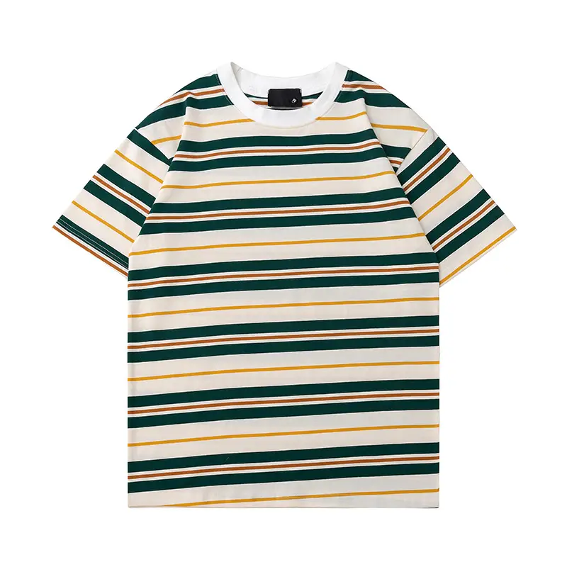 Japanese Striped T-Shirt Men Cotton Round Neck Summer Wear - Image 5
