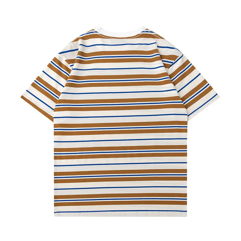 Japanese Striped T-Shirt Men Cotton Round Neck Summer Wear - Image 6
