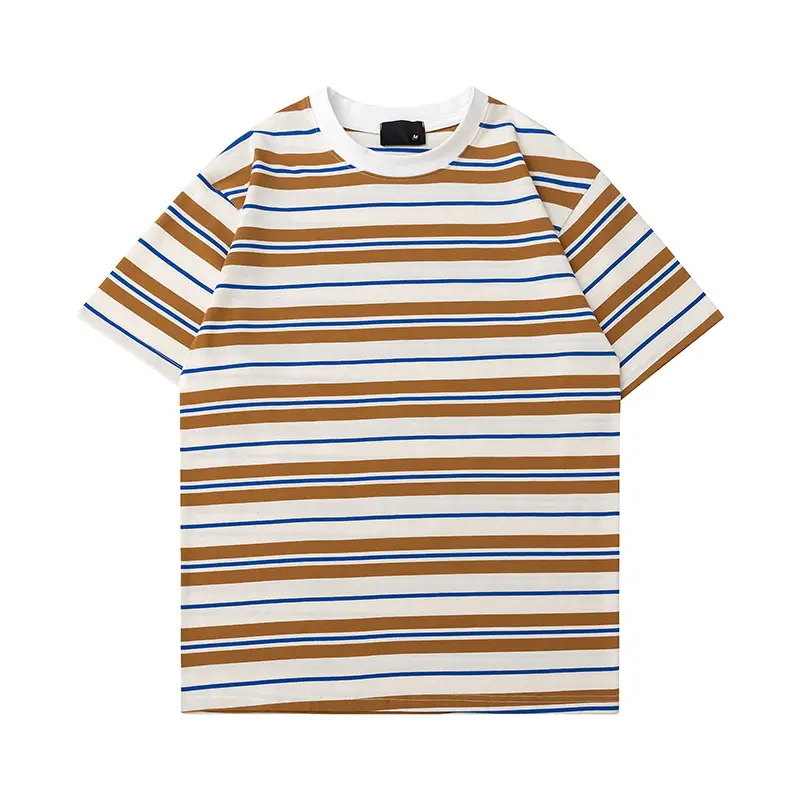 Japanese Striped T-Shirt Men Cotton Round Neck Summer Wear - Image 7