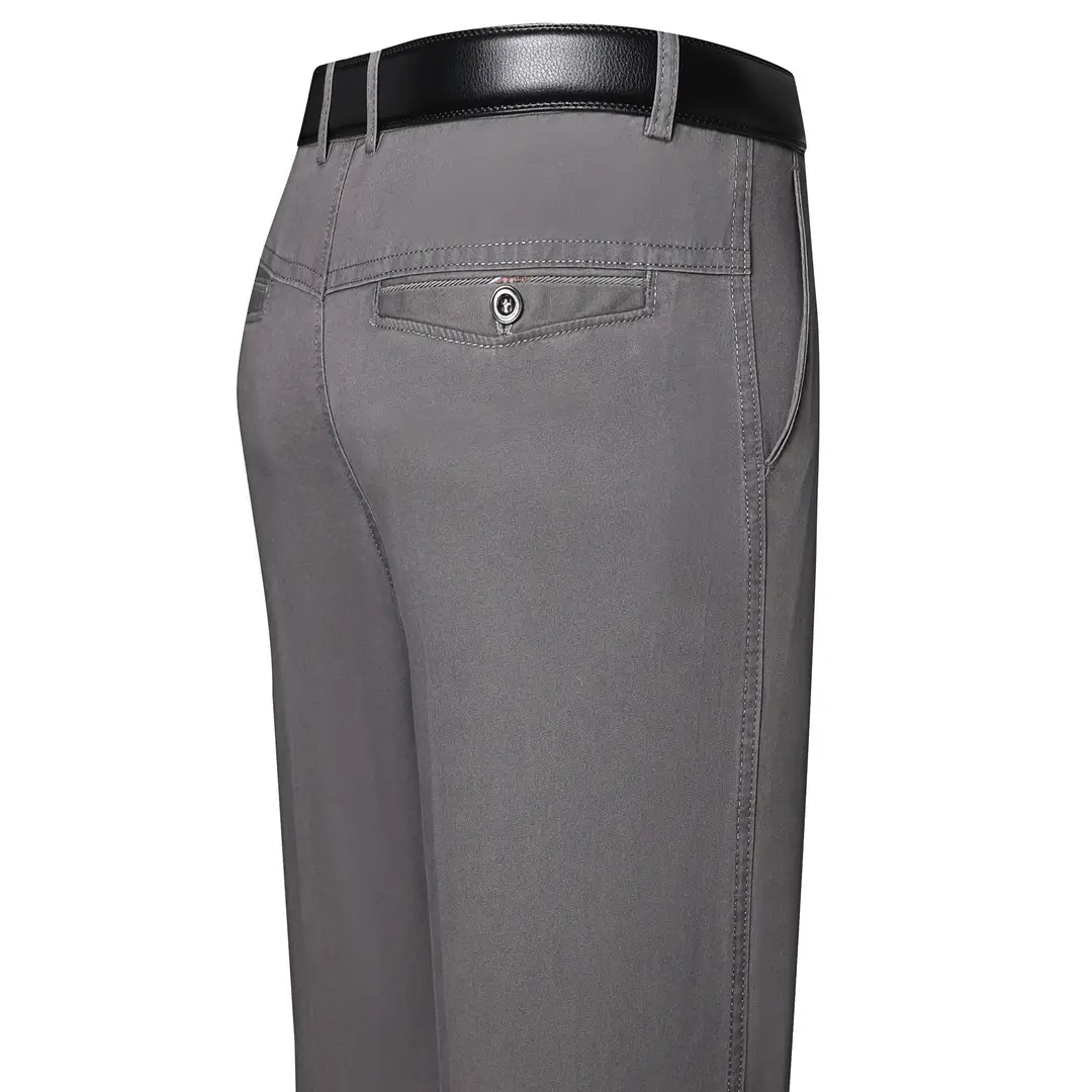 Summer Thin Middle-aged and Elderly Pure Cotton Casual Pants Men's Suit Pants High Waist and Deep Crotch Cotton Long Pants for Middle-aged Dad Men