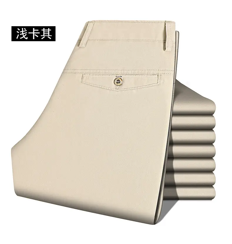 Summer Thin Middle-aged and Elderly Pure Cotton Casual Pants Men's Suit Pants High Waist and Deep Crotch Cotton Long Pants for Middle-aged Dad Men — feature 12
