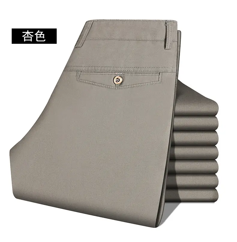 Summer Thin Middle-aged and Elderly Pure Cotton Casual Pants Men's Suit Pants High Waist and Deep Crotch Cotton Long Pants for Middle-aged Dad Men — feature 13
