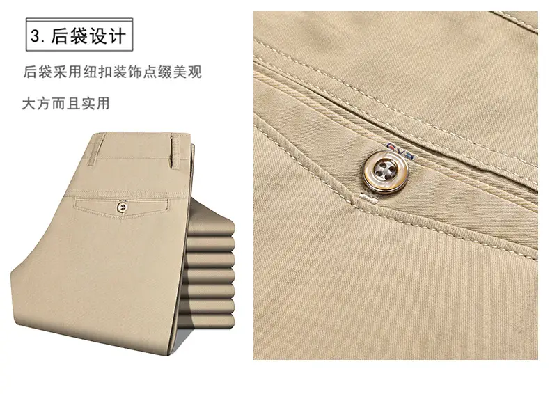Summer Thin Middle-aged and Elderly Pure Cotton Casual Pants Men's Suit Pants High Waist and Deep Crotch Cotton Long Pants for Middle-aged Dad Men — feature 6