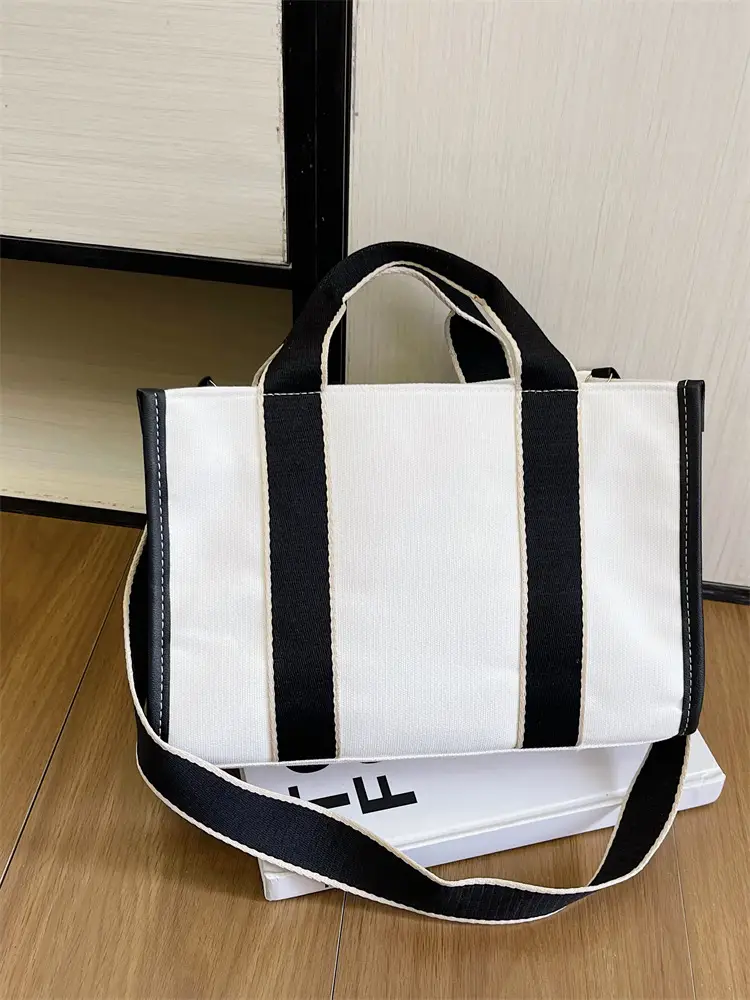 Women's Canvas Crossbody Bag Large Capacity Brown Black - Image 7