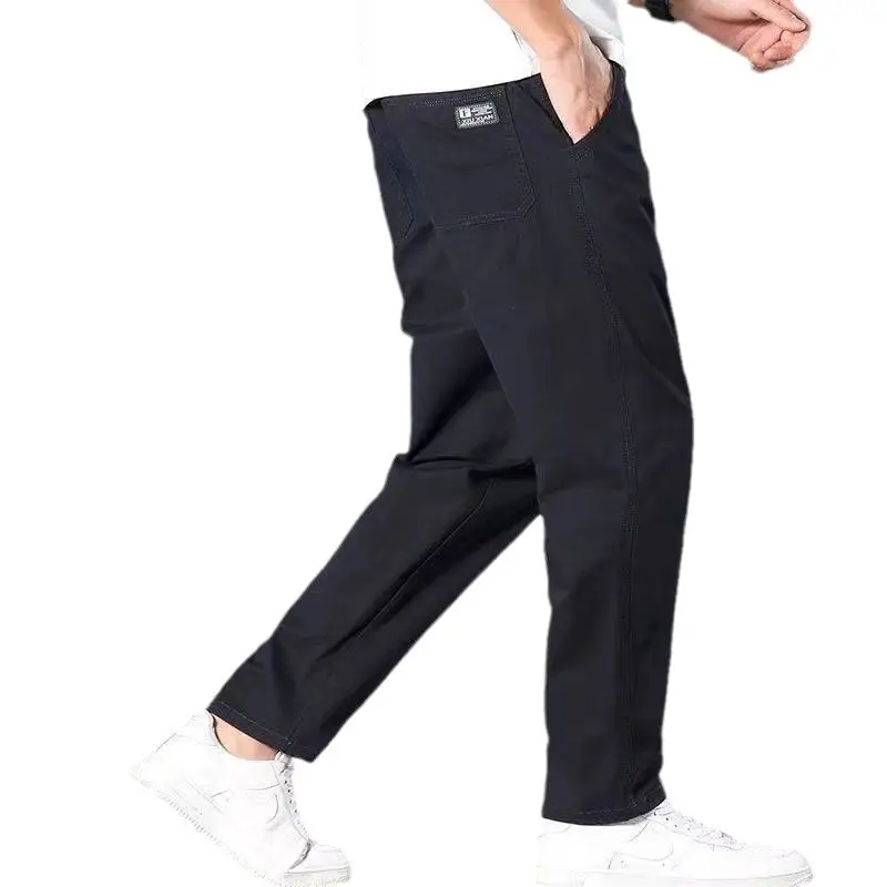 [100% Pure Cotton] Men's Summer Thin Cotton Casual Pants, Loose Fit, Large Size, Straight-Leg Long Pants, Outdoor Workwear