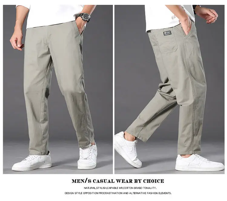 [100% Pure Cotton] Men's Summer Thin Cotton Casual Pants, Loose Fit, Large Size, Straight-Leg Long Pants, Outdoor Workwear — feature 15