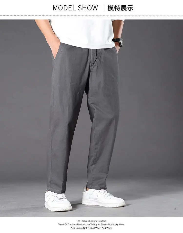 [100% Pure Cotton] Men's Summer Thin Cotton Casual Pants, Loose Fit, Large Size, Straight-Leg Long Pants, Outdoor Workwear — feature 5
