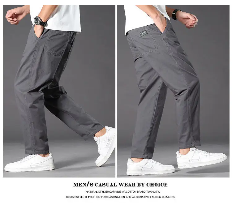 [100% Pure Cotton] Men's Summer Thin Cotton Casual Pants, Loose Fit, Large Size, Straight-Leg Long Pants, Outdoor Workwear — feature 6