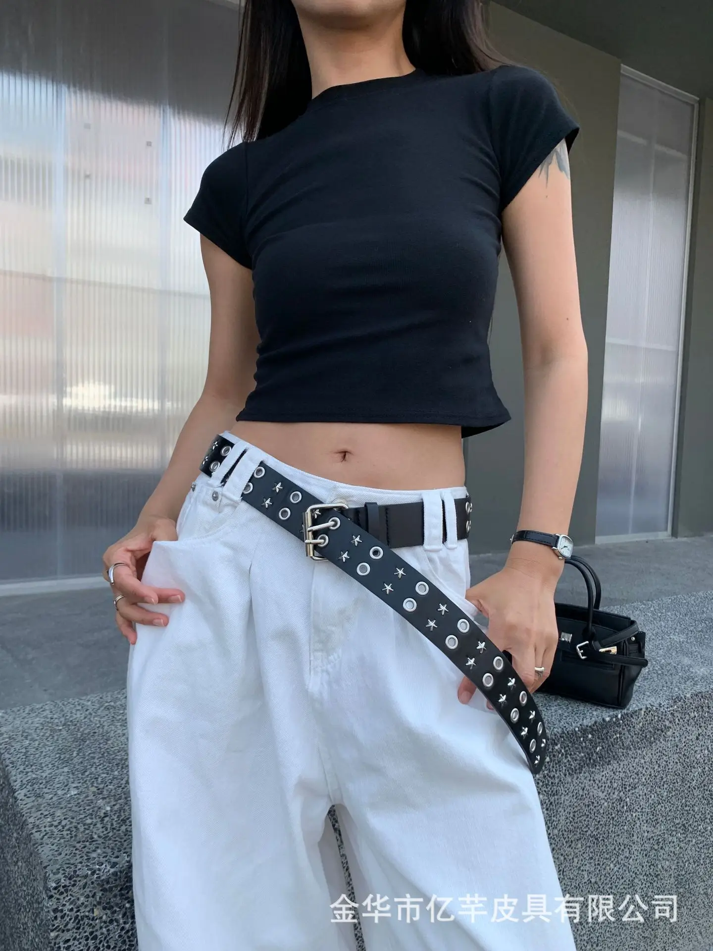 Women Punk Belt Black Star Circle Adjustable — feature 11