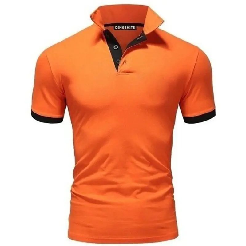 Men's Orange Polo Shirt with Logo Short Sleeve - Image 5