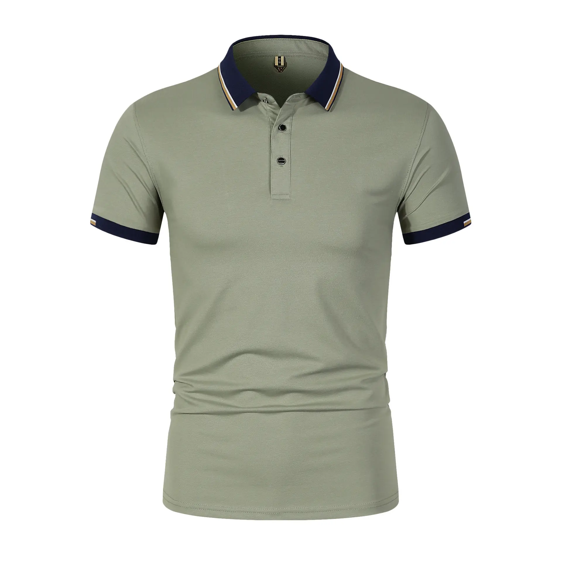 Men's Light Blue Polo Shirt with Black Trim — feature 10
