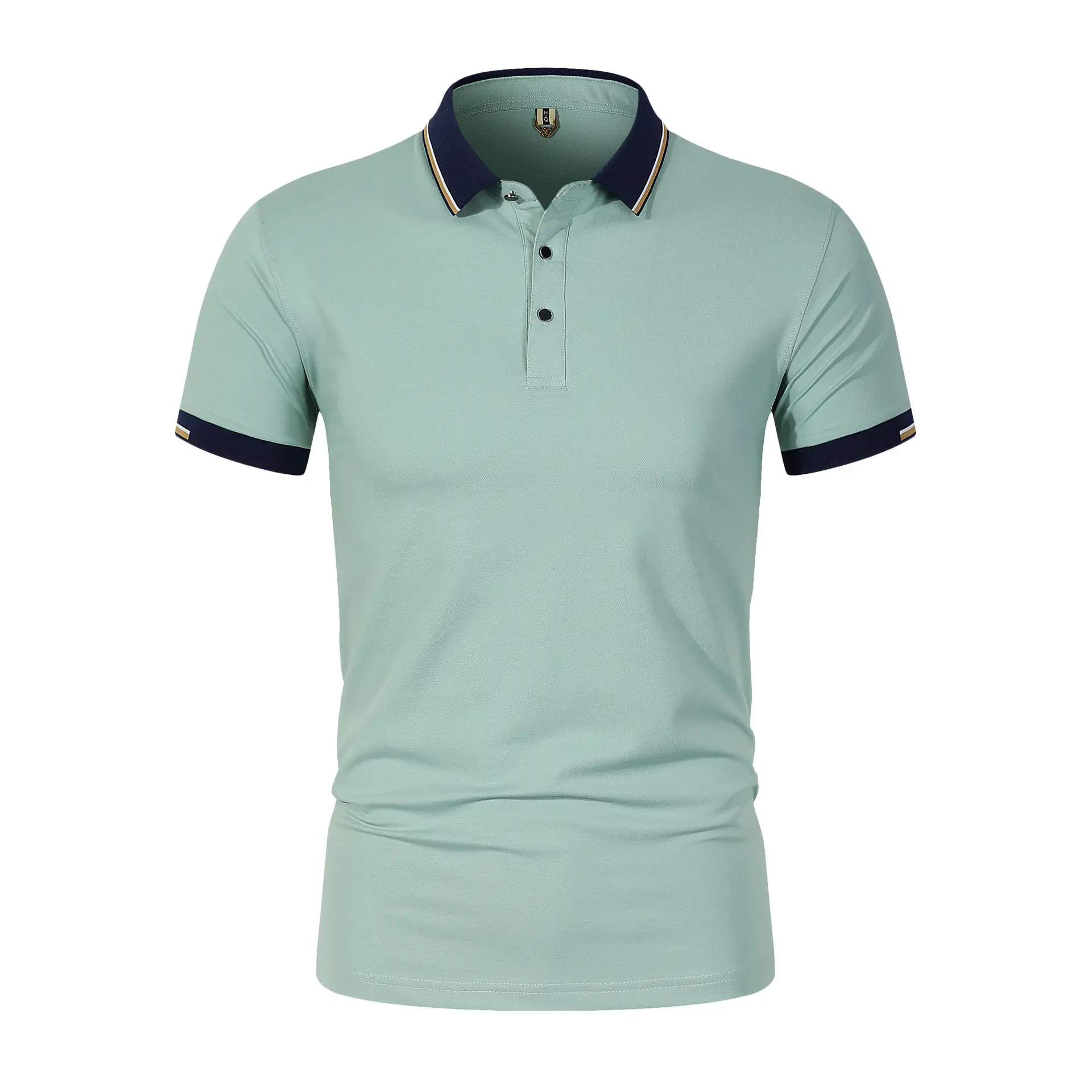 Men's Light Blue Polo Shirt with Black Trim — feature 11