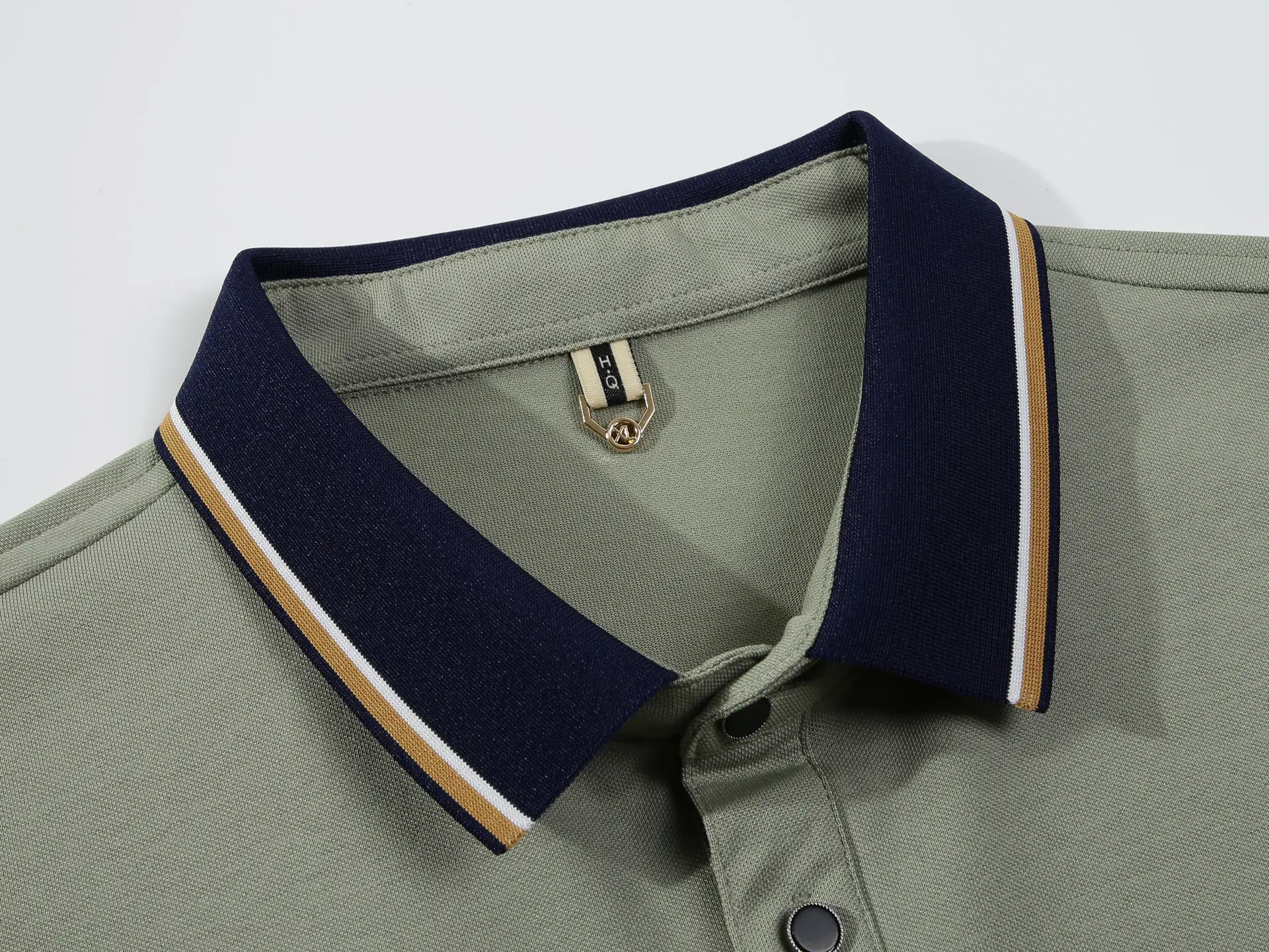 Men's Light Blue Polo Shirt with Black Trim — feature 2