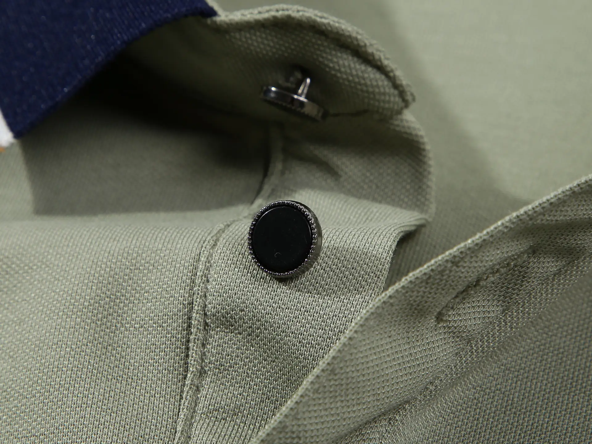 Men's Light Blue Polo Shirt with Black Trim — feature 5