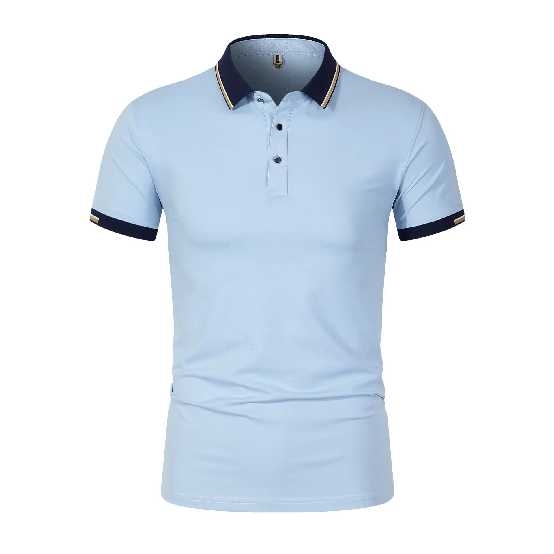 Men's Light Blue Polo Shirt with Black Trim